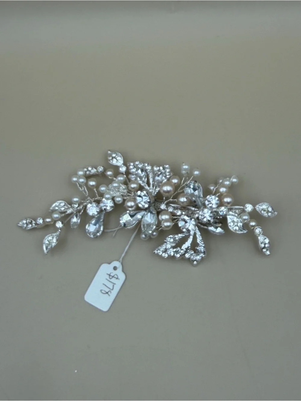 Bridal Hair Comb Silver Rhinestone Crystal Pearl Wedding Hair Accessory